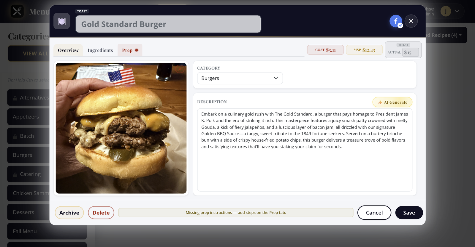 Store pictures of your menu items to post to social media, or pictures for staff to reference.
